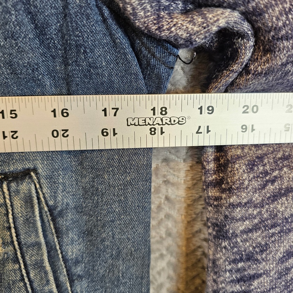 Free People Womens Mixed Media‎ Hooded Denim Jacket Blue Purple Distressed Small - Picture 3 of 9